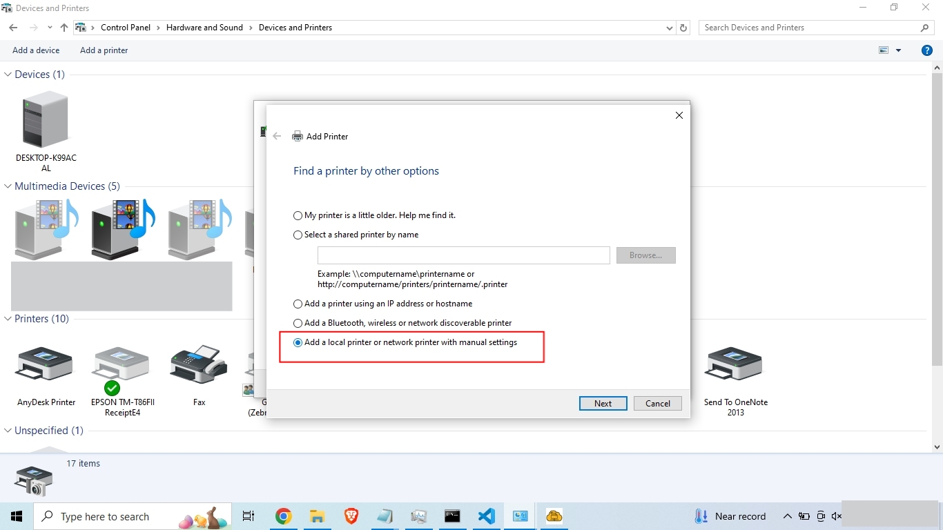 Manually Add Printer